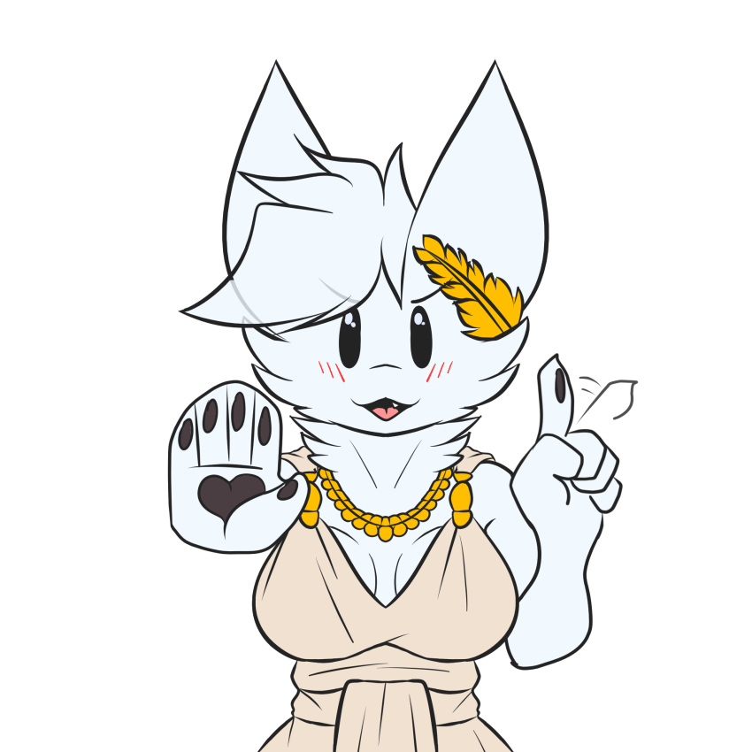 1:1 alpha_channel anthro blush cheek_blush clothing colored cute_fangs digital_drawing_(artwork) digital_media_(artwork) dress fangs felid feline female finger_wag fur furry generation_1_pokemon gesture gold_(metal) gold_jewelry hair hand_gesture handpaw head_tuft hi_res invalid_tag j-naz jewelry laurel_wreath legendary_pokemon looking_at_viewer mammal meme mew_(pokemon) neck_tuft necklace nintendo pawpads paws pokemon pokemon_(species) raised_finger raised_index_finger rosanna_the_mew_(j-naz) sash short_hair simple_background smile smug_face solo stop_gesture teeth tongue toony transparent_background tuft white_body white_fur