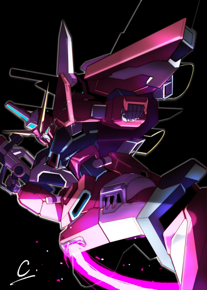 beam_rifle beam_saber double-blade energy_gun green_eyes gundam gundam_seed gundam_seed_destiny highres infinite_justice_gundam kuroiwa_cookie mecha mecha_focus mechanical_wings mobile_suit no_humans robot science_fiction space v-fin weapon wings