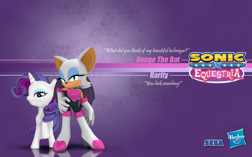 duo equine female feral friendship_is_magic half-closed_eyes horn horse mammal my_little_pony pony rarity_(mlp) rouge_the_bat sampson-the-anthro sega sonic_(series) unicorn