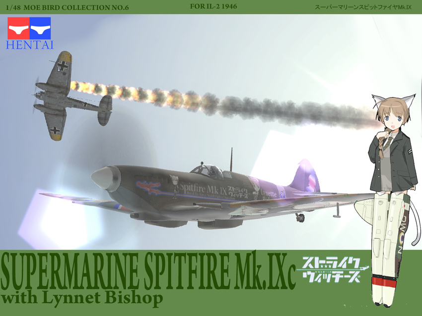 3d aircraft airplane animal_ears lynette_bishop solo strike_witches world_witches_series
