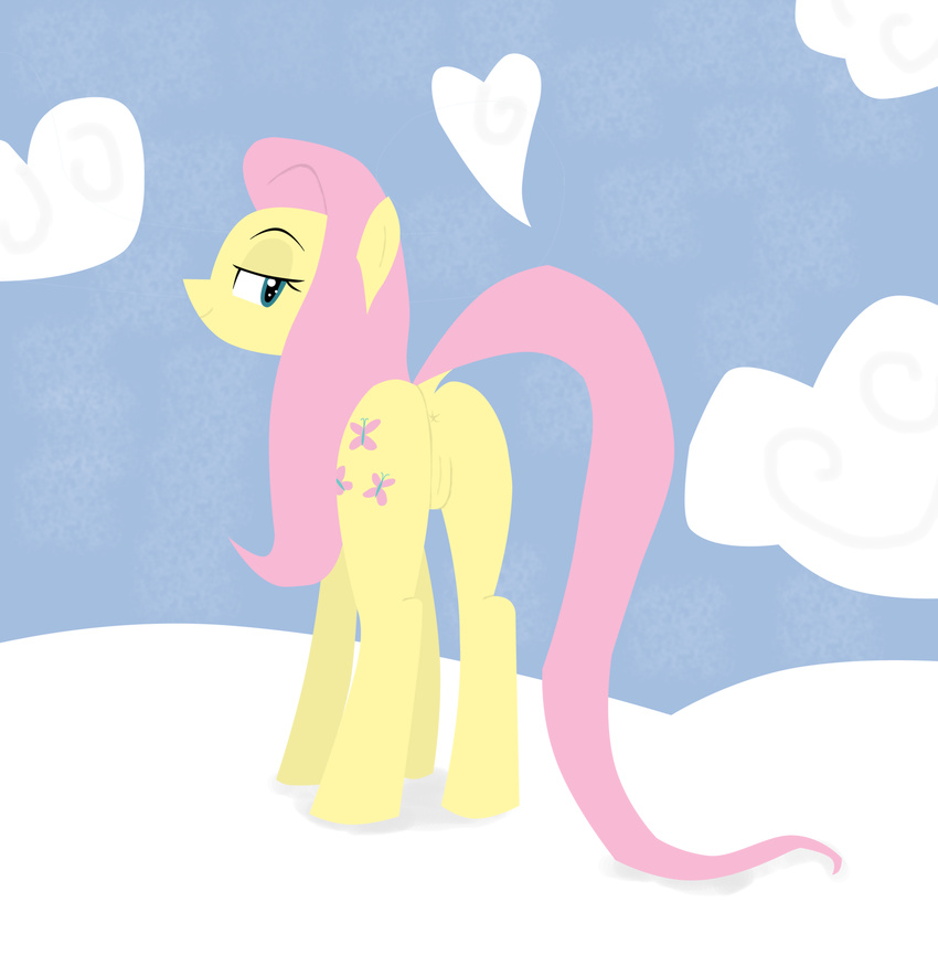 absurd_res anus butt cutie_mark equine female feral fluttershy_(mlp) friendship_is_magic hair hi_res horse looking_back mammal my_little_pony nude p0mf pony presenting presenting_hindquarters pussy solo