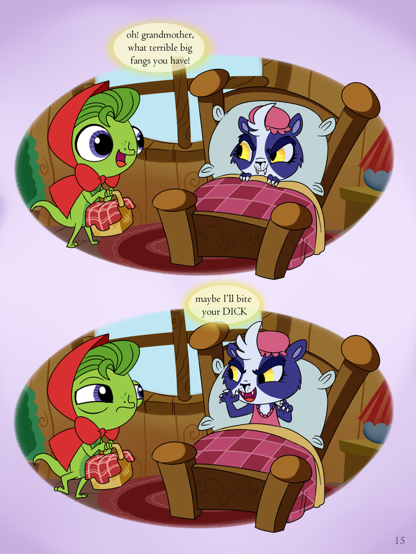 bear bed claws clothing comic female gecko hood lamp little_red_riding_hood littlest_pet_shop lizard lying madmax male mammal nightgown panda penny_ling pillow plant purple_eyes reptile scalie vinnie_terrio yellow_eyes