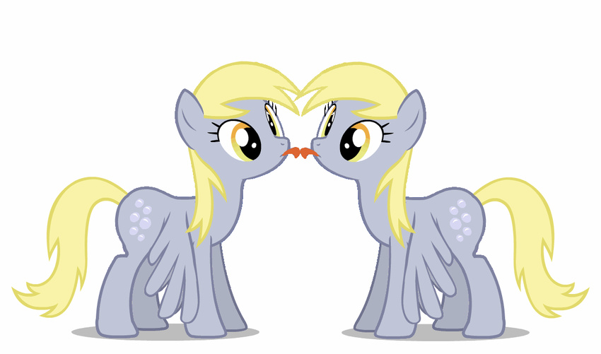 amber_eyes animated blonde_hair clones cutie_mark derpy_hooves(mlp) derpy_hooves_(mlp) duo equine eye_contact female feral friendship_is_magic fur grey_feathers grey_fur hair horse licking mammal my_little_pony pegasus plain_background pony square_crossover tongue white_background wings