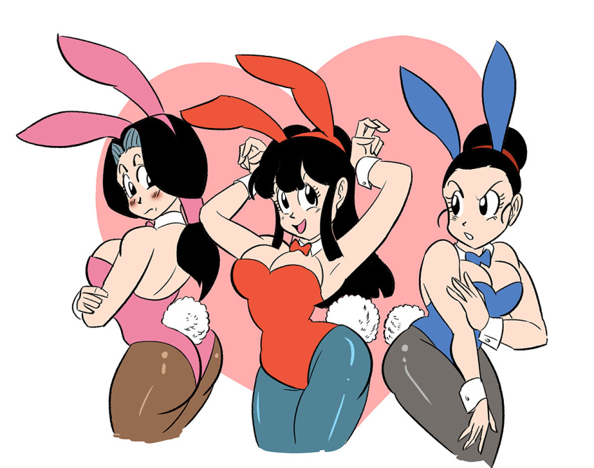 3girls animal_ears breasts bunny_ears chi-chi_(dragon_ball) dragonball_z funsexydragonball multiple_girls