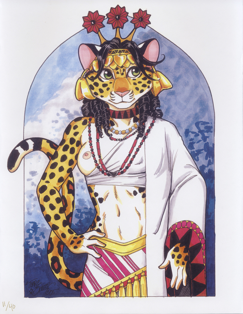 anthro breasts feline female hi_res leopard mammal nipples pinup pose solo terrie_smith