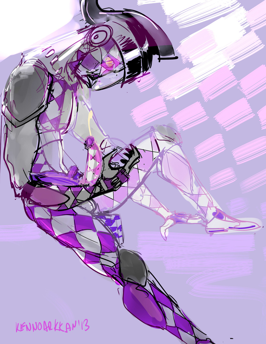 checkered comission cum erection handless jojo jojo's_bizarre_adventure jojos_bizarre_adventure kenno_arkkan male penis purple purple_eyes purple_haze standing yellowpower