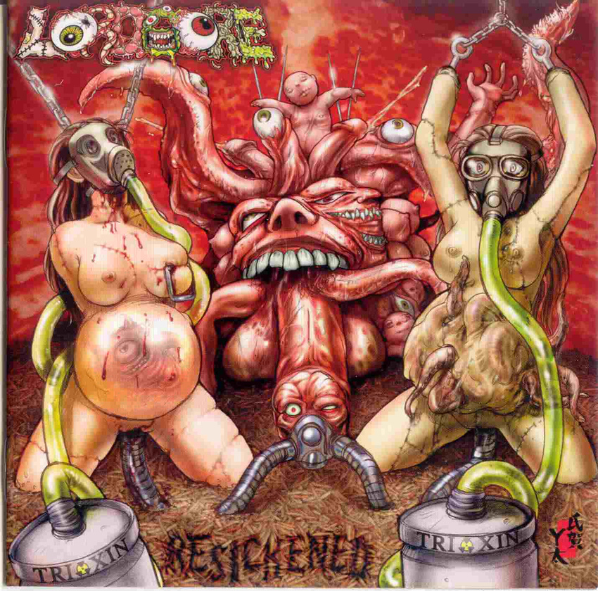 album_cover amputation band big_belly blood breasts compression_artifacts cover creepy female force_fed forced forced_fed gas_mask gore hands_up hay human inflation keg kneeling lord_gore male mammal metal monster nightmare_fuel nipples not_furry nude orgasm penetration penis resickened sick spread_legs spreading tentacles toxic toxin tubes twisted what what_has_science_done where_is_your_god_now