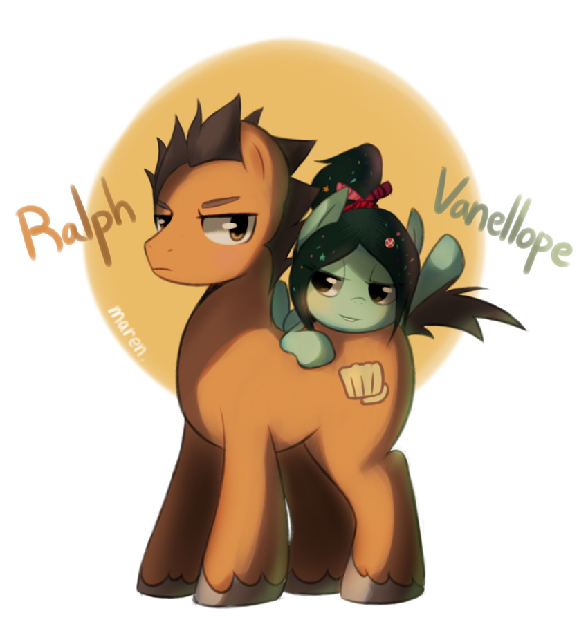 brown_eyes brown_hair cutie_mark equine female feral friendship_is_magic hair horse male mammal maren marenlicious my_little_pony ponification pony ralph_(wreck-it_ralph) vanellope_von_schweetz wreck-it_ralph yellow_eyes