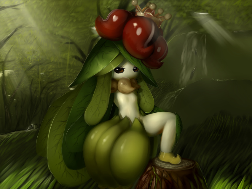 flower forest green_hair highres lilligant mystical nature no_humans plant_hair pokemon pokemon_(creature) solo
