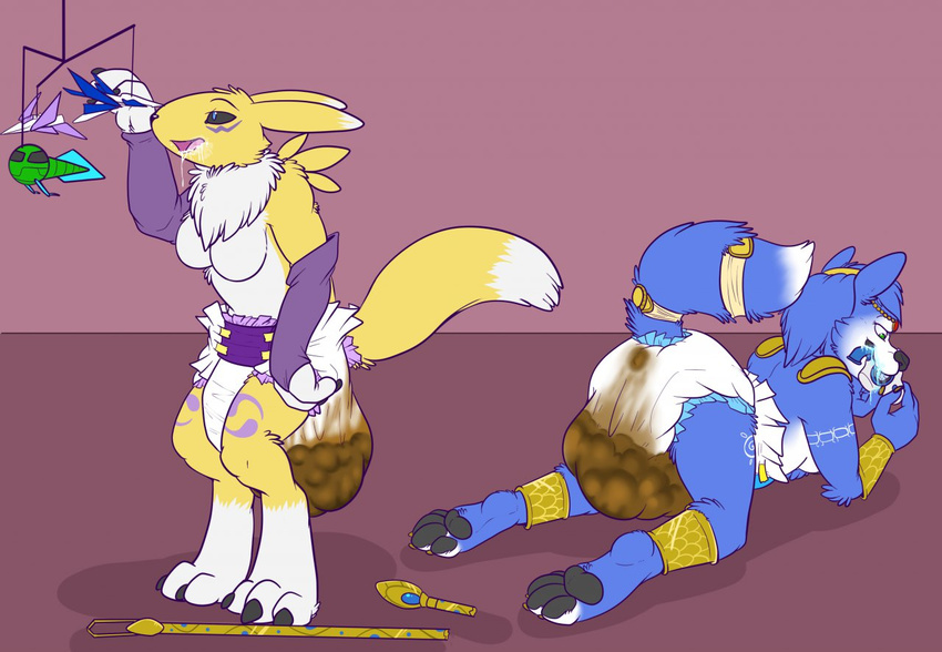 carnival-tricks diaper digimon f&#230;ces f&aelig;ces feces female fox krystal mammal nintendo pooping renamon scat star_fox video_games what