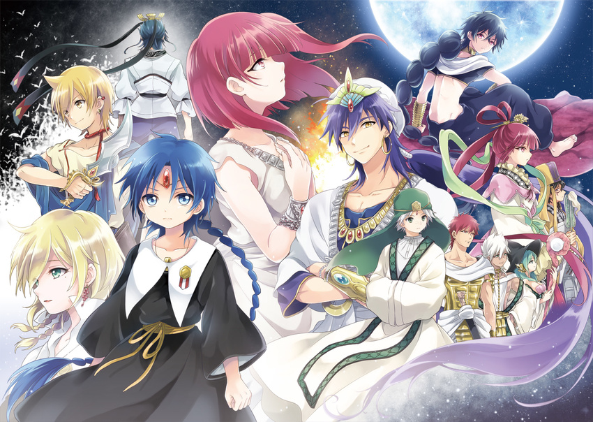 6+boys aladdin_(magi) ali_baba_saluja bad_id bad_pixiv_id black_hair blonde_hair blue_hair braid cousins earrings green_hair grey_hair ja'far jewelry judal ka_koubun konayama_kata long_hair magi_the_labyrinth_of_magic masrur morgiana multiple_boys multiple_girls purple_hair red_hair ren_hakuryuu ren_kougyoku sharrkan short_hair sinbad_(magi) single_braid titus_alexius yamuraiha