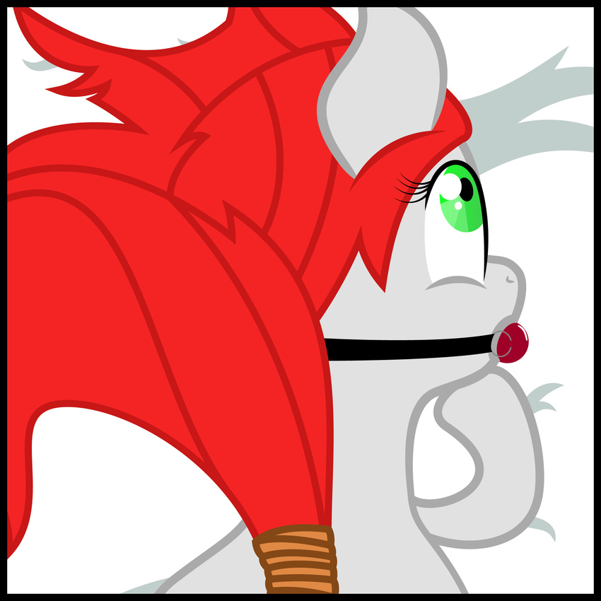 ball_gag bdsm equine female frienship_is_magic gag gagged green_eyes hair horse mammal moonway my_little_pony plain_background pony red_hair solo tail_wrap up1ter upiter_(oc) white_background