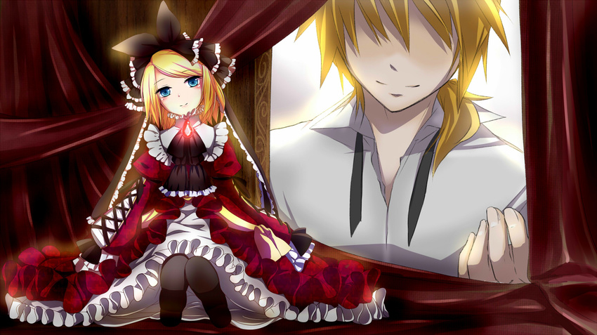 doll dress haru_aki kagamine_len kagamine_rin lolita_fashion ribbons vocaloid