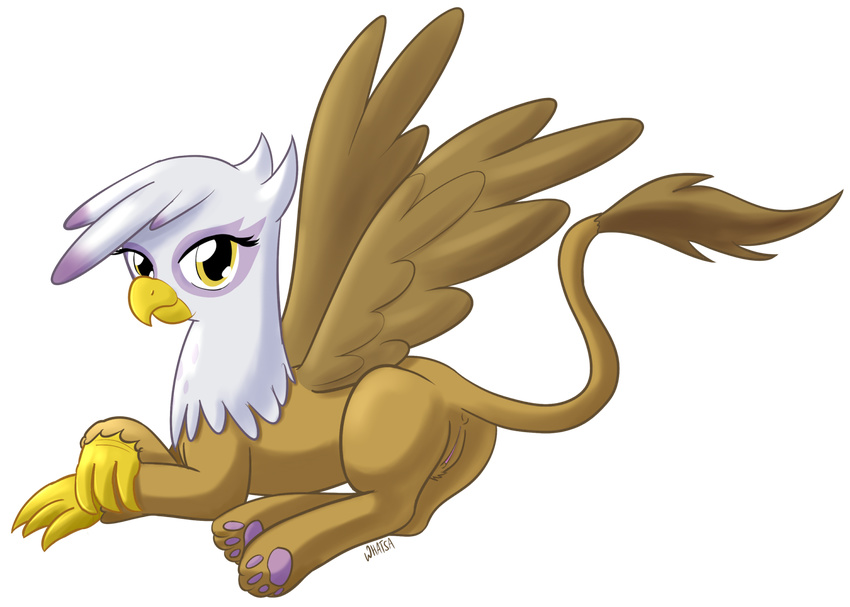 alpha_channel anus avian brown_fur female feral friendship_is_magic fur gilda_(mlp) gryphon looking_at_viewer my_little_pony plain_background pussy solo transparent_background whatsapokemon yellow_eyes