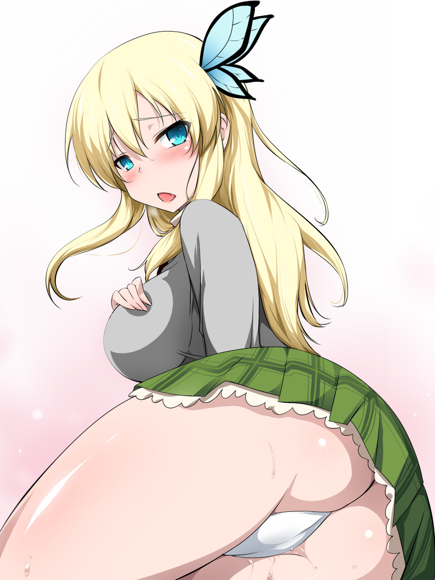 1girl ass blonde_hair boku_wa_tomodachi_ga_sukunai breasts chance_maker highres kashiwazaki_sena large_breasts looking_back solo