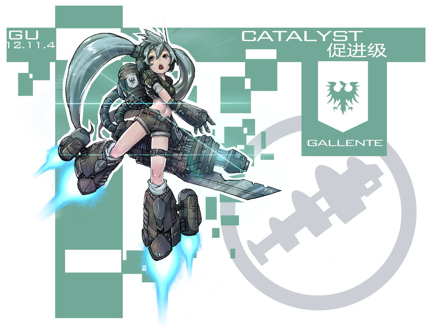 catalyst_(eve_online) destroyer eve_online green_eyes green_hair highres huanxiaogu military military_vehicle personification ship solo warship watercraft weapon