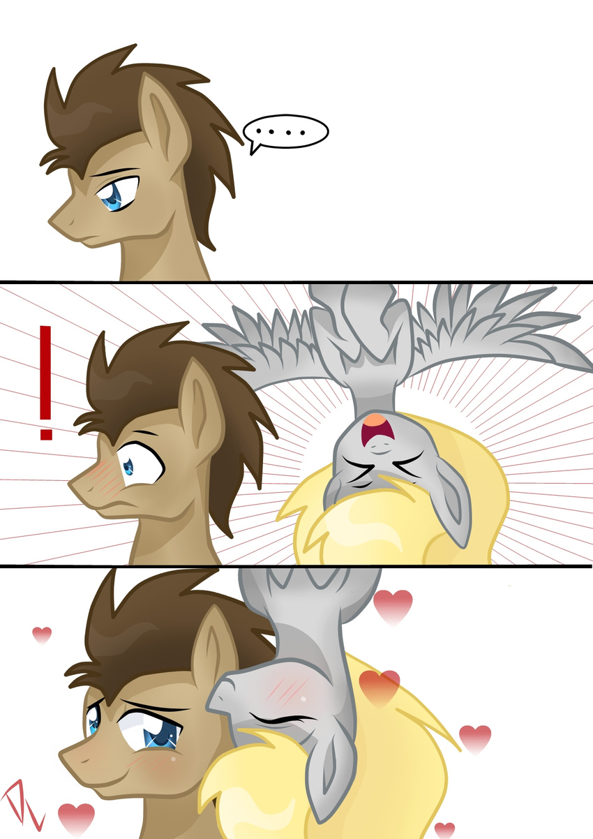 blonde_hair blue_eyes blush brown_hair comic derpy_hooves_(mlp) derpylover doctor_whooves_(mlp) duo equine eyes_closed female feral friendship_is_magic hair male mammal my_little_pony navel open_mouth pegasus wings