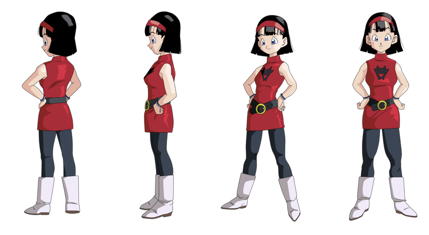 black_legwear black_tights boots dragon_ball dragonball_z dragonball_z_battle_of_gods simple_background solo videl