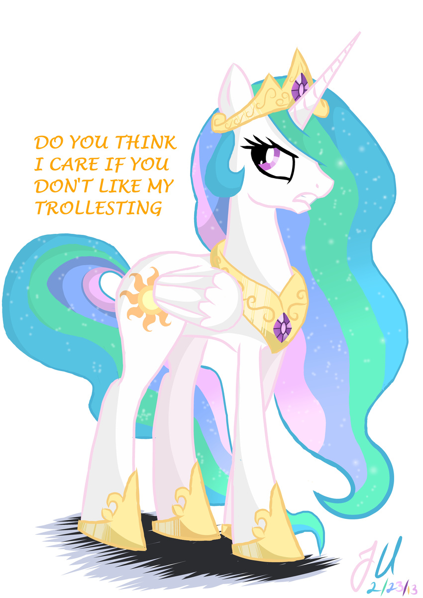absurd_res cutie_mark english_text equine female feral friendship_is_magic hair hi_res horn horse mammal my_little_pony pegasus pony princess princess_celestia_(mlp) royalty teammagix text winged_unicorn wings