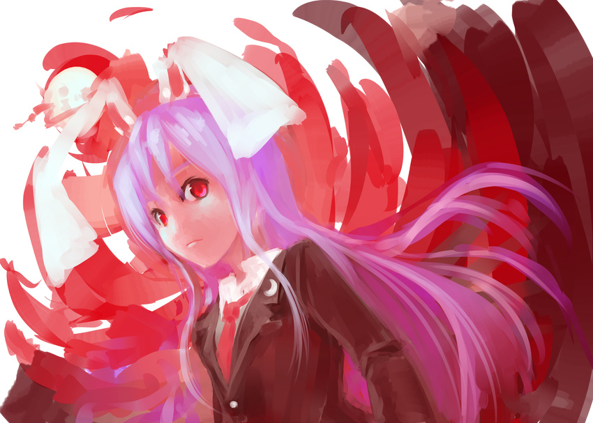 animal_ears blazer bunny_ears highres jacket lavender_hair long_hair necktie purple_hair red red_eyes red_neckwear reisen_udongein_inaba sakana_(packetsjp) solo touhou upper_body