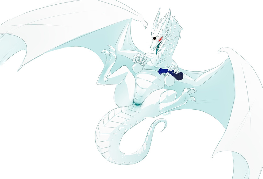 dildo dragon female homestuck lusus maim plain_background pussy pyralspite red_eyes sex_toy simple_background