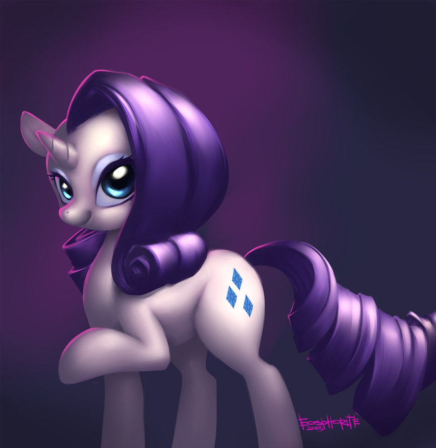 blue_eyes cutie_mark eosphorite equine eyeshadow female feral friendship_is_magic fur hair horn horse makeup mammal my_little_pony pony purple_hair rarity_(mlp) signature solo unicorn white_fur