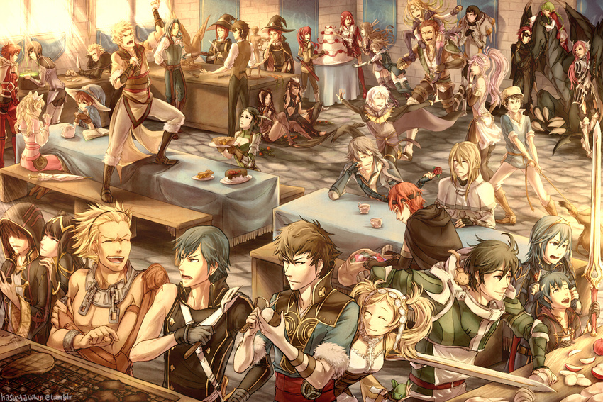 6+girls ^_^ adjusting_eyewear ahoge alternate_costume androgynous animal animal_ears annoyed apple aqua_hair armor arms_up azur_(fire_emblem) bangs black_eyes black_gloves black_hair black_legwear blonde_hair blue_eyes blue_gloves blue_hair blunt_bangs book boots bow bredy_(fire_emblem) bridal_gauntlets brother_and_sister brown_eyes brown_hair bunny_boy bunny_ears bunny_girl cake callum_(fire_emblem) candy cape carrot carrying cat chambray chest chiki circlet cleavage_cutout climbing closed_eyes cooking cousins cravat crossed_arms cup cynthia_(fire_emblem) degel detached_pants detached_sleeves donny_(fire_emblem) dragon dual_persona elbow_gloves elbow_rest eudes_(fire_emblem) everyone faceless faceless_female falchion_(fire_emblem) father_and_daughter father_and_son feathers fingerless_gloves fire_emblem fire_emblem:_kakusei flirting flower food frederik_(fire_emblem) frog fruit fur_trim gaia_(fire_emblem) garter_straps glasses gloves green_hair grego grey_hair grill hair_between_eyes hair_bow hair_feathers hair_intakes hairband hand_on_another's_shoulder hand_on_hip hasuyawn hat headband height_difference henry_(fire_emblem) hood hooded_jacket jacket jerome_(fire_emblem) knee_boots knife krom laurent liz_(fire_emblem) long_hair looking_down looking_up lucina male_my_unit_(fire_emblem:_kakusei) mamkute mariabel_(fire_emblem) mark_(fire_emblem) mark_(male)_(fire_emblem) markings mask minerva_(fire_emblem:_kakusei) miriel_(fire_emblem) mother_and_daughter mother_and_son multicolored_hair multiple_boys multiple_girls my_unit_(fire_emblem:_kakusei) nn_(fire_emblem) noire_(fire_emblem) nono_(fire_emblem) olivia_(fire_emblem) one_eye_closed onion open_mouth orange_hair outstretched_arms pants parasol parted_bangs parted_lips peeling pie pink_hair ponytail pot potato pulling quill raven_(fire_emblem) red_flower red_hair red_rose richt_(fire_emblem) riviera_(fire_emblem) ronku rose running scar scolding sculpture selena_(fire_emblem) serge_(fire_emblem) shaded_face sheath sheathed shirtless short_hair short_twintails siblings sisters sitting sitting_on_shoulder sleeveless smile soiree solt_(fire_emblem) spatula standing standing_on_object steak sumia sweets sword teacup teapot teeth tharja thigh_boots thighhighs tiamo tripping twintails two-tone_hair umbrella vegetable velvet_(fire_emblem) viole_(fire_emblem) wavy_hair weapon white_hair witch_hat wyck wyvern zettai_ryouiki