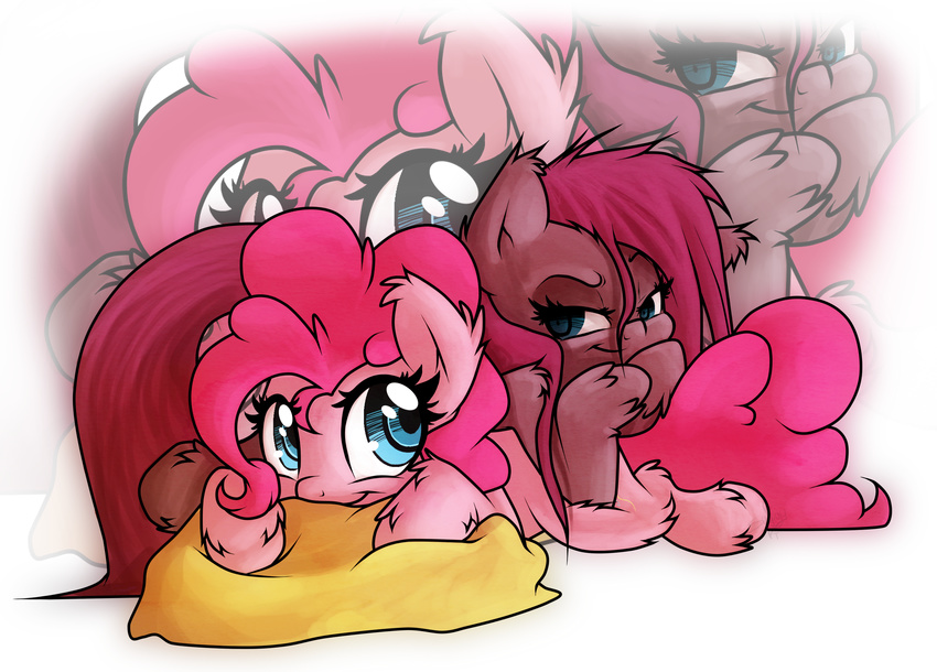 blue_eyes duo equine female feral friendship_is_magic fur hair horse mammal my_little_pony pink_fur pink_hair pinkamena_(mlp) pinkie_pie_(mlp) pony smile square_crossover squigybutt