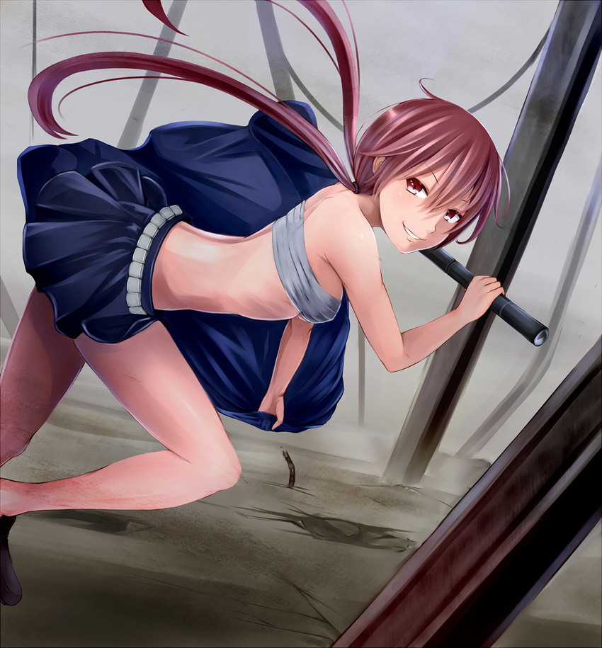 1girl highres irohasu musujime_awaki red_eyes red_hair sarashi skirt solo to_aru_majutsu_no_index