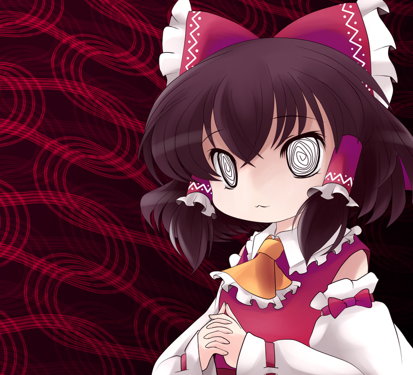 ascot bow brown_hair chibi detached_sleeves hair_bow hair_tubes hakurei_reimu short_hair solo touhou yume_shokunin