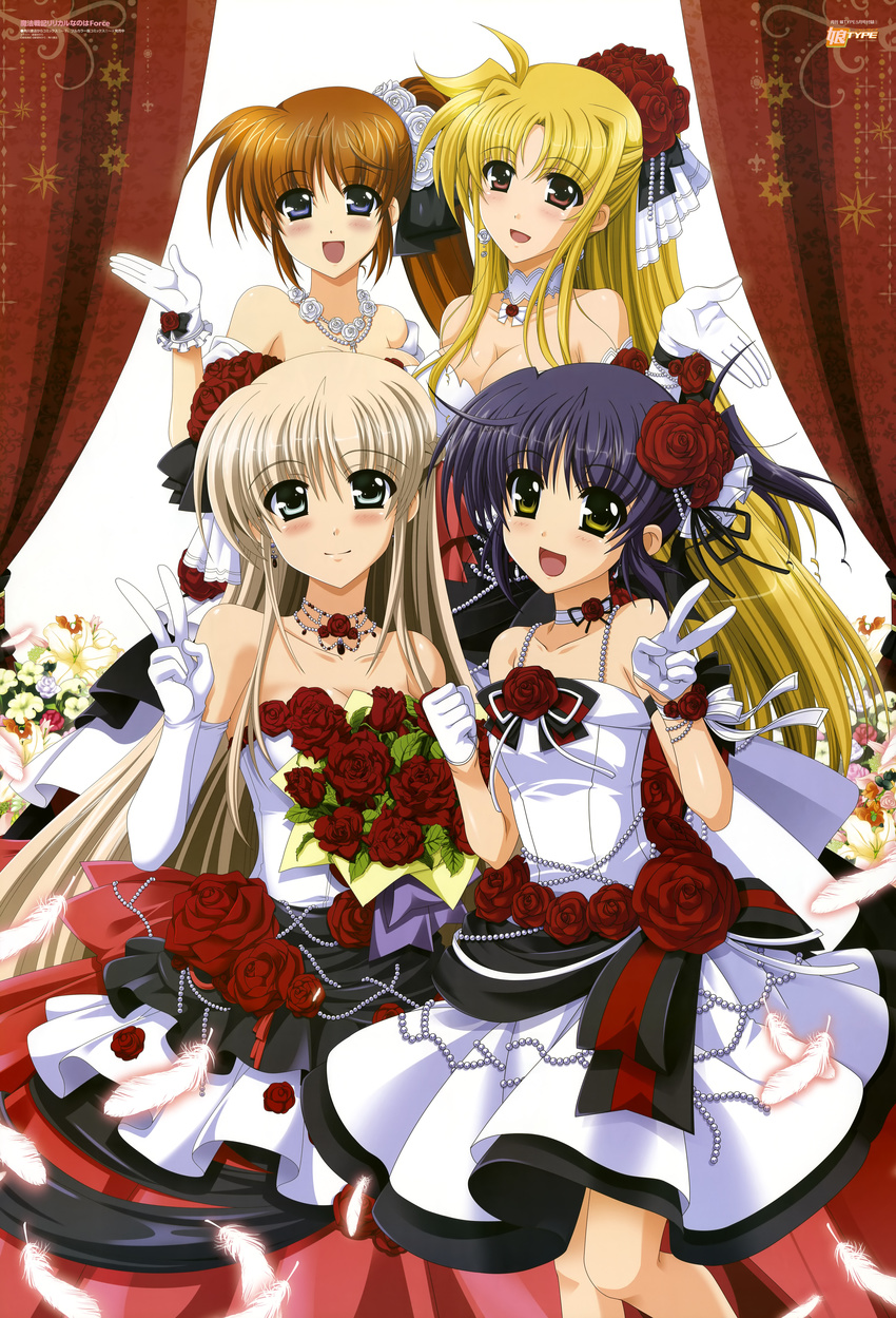 4girls absurdres blonde_hair breasts cleavage fate_testarossa highres isis_eaglet lily_strosek lyrical_nanoha mahou_senki_lyrical_nanoha_force mahou_shoujo_lyrical_nanoha multiple_girls takamachi_nanoha