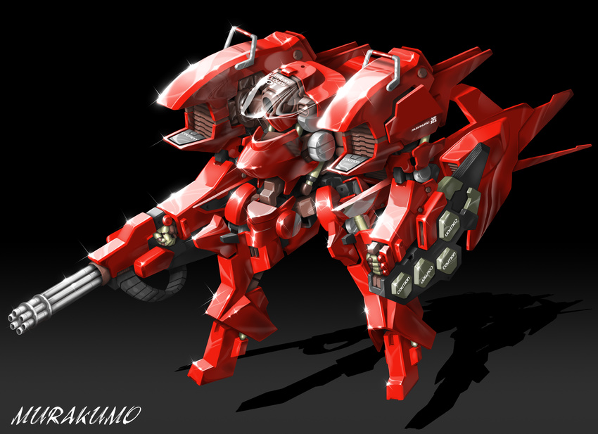 cloud_breaker_01 engrish gatling_gun gun highres mecha murakumo:_renegade_mech_pursuit no_humans ranguage realistic robot rocket_launcher science_fiction signature solo weapon