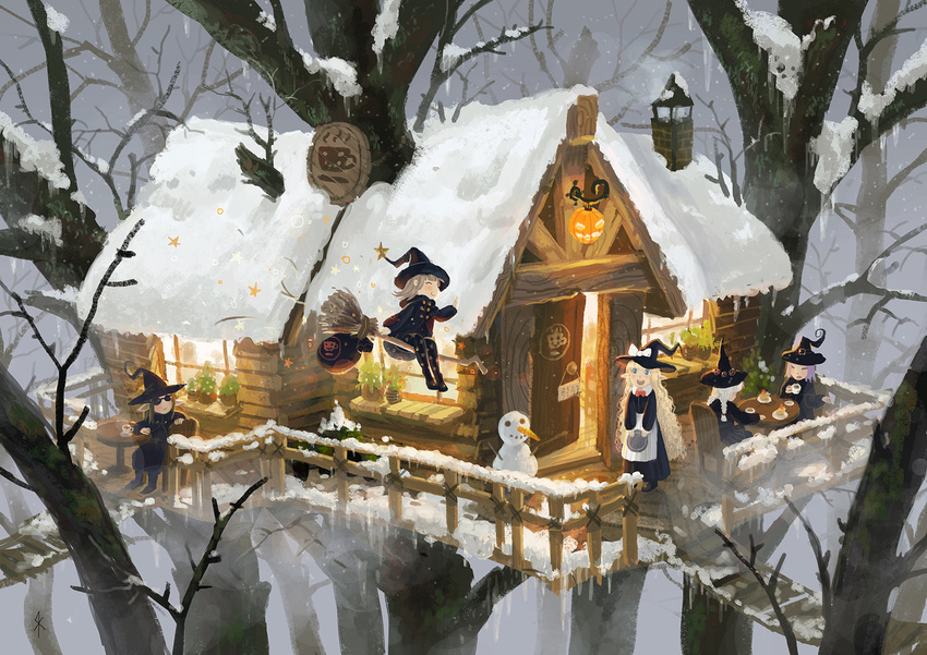 building original seeker snow snowman tree witch_hat