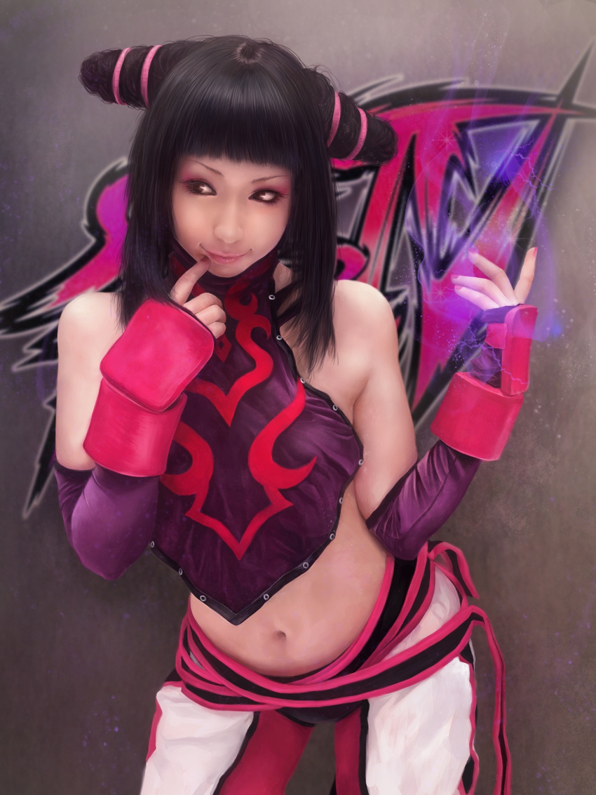 1girl asian black_hair capcom cosplay gloves han_juri highres makeup photo photoshop street_fighter street_fighter_iv super_street_fighter_iv