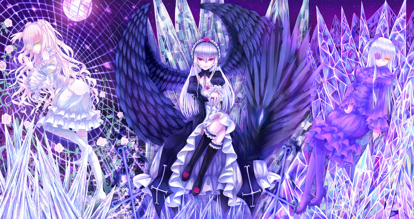 barasuishou dress eyepatch gothic_lolita kirakishou lolita_fashion rozen_maiden suigintou thighhighs wings