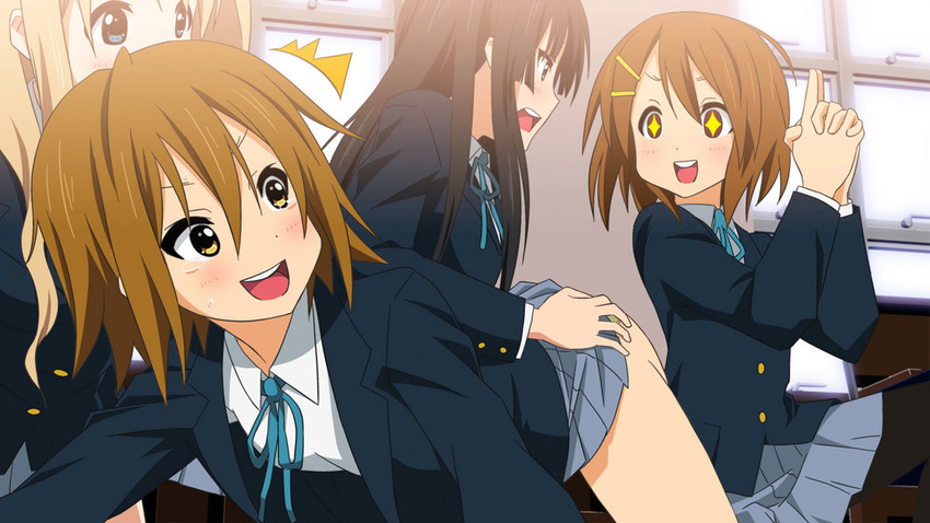 akiyama_mio alternate_hairstyle artist_request ass hirasawa_yui k-on! kanchou kotobuki_tsumugi multiple_girls panties pantyhose school_uniform tainaka_ritsu underwear