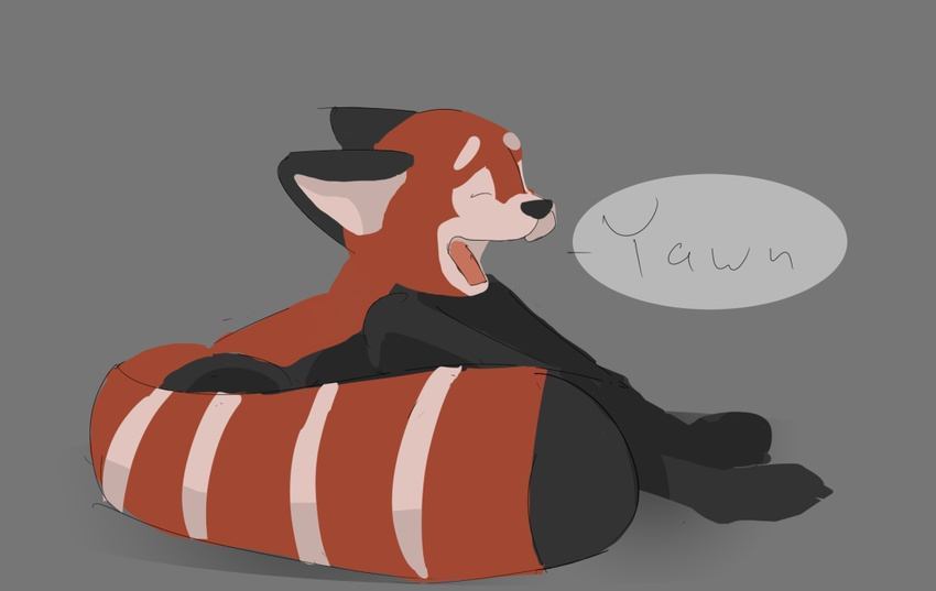 aleron cute dialog eyes_closed feral mammal open_mouth red_panda solo text yawn
