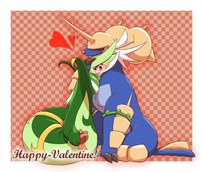 canine dog female happy_valentine hug kajinchu male mammal nintendo pok&#233;mon pok&eacute;mon reptile samurott scalie serperior snake video_games