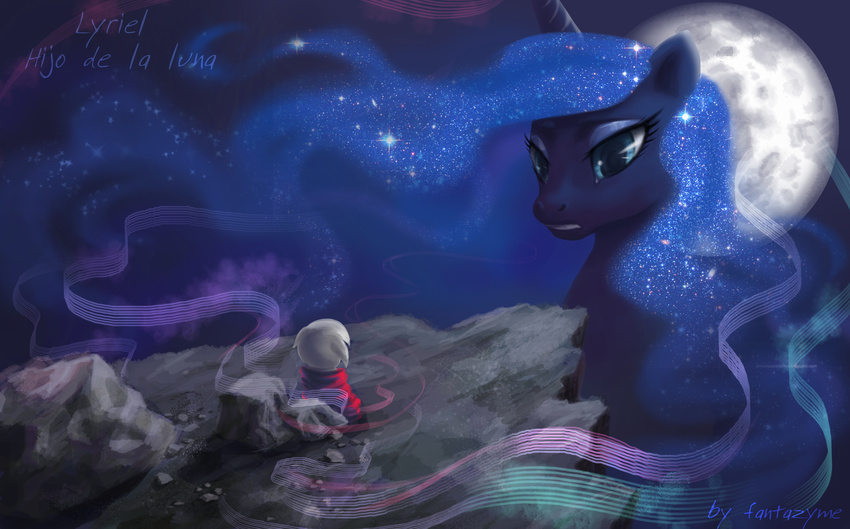blue_eyes duo equine fantazyme female feral friendship_is_magic horn horse male mammal moon my_little_pony pony princess_luna_(mlp) signature text