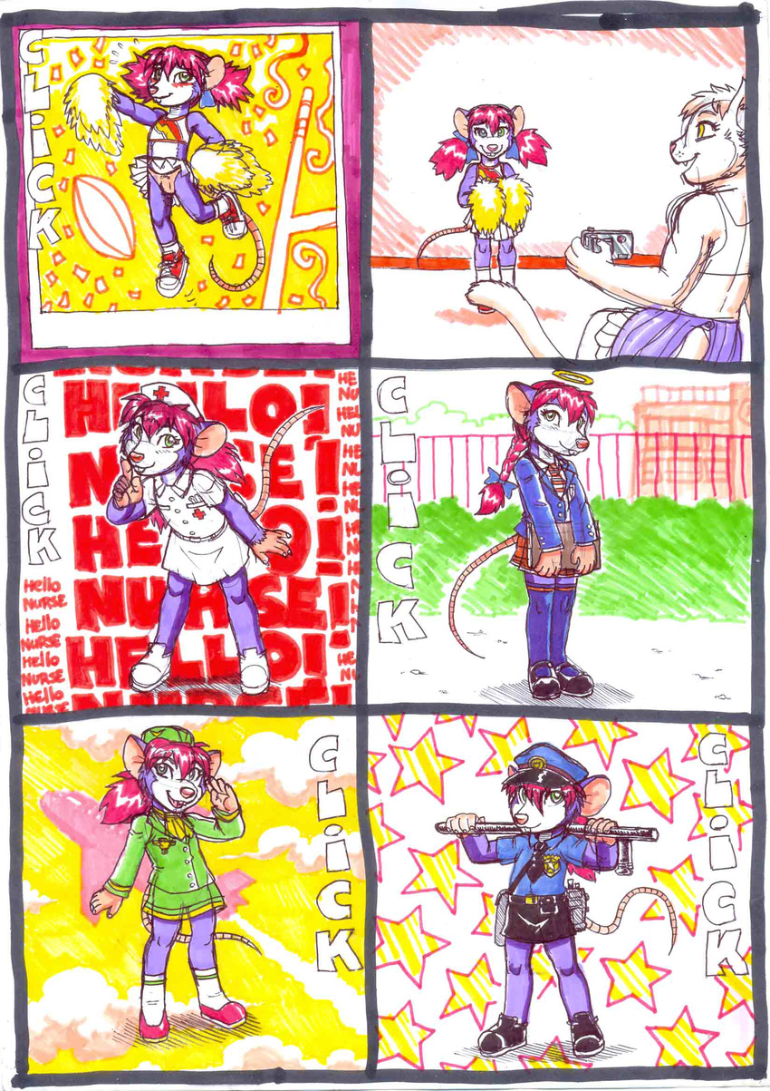 2013 anthro balls baton blush camera cat clothing crossdressing cub duo english_text feline female green_eyes hair inside male mammal mariano mouse my_little_pony nipples nurse nurse_hat nurse_uniform penis police_hat police_uniform purple_hair rodent shirt text uniform yellow_eyes young