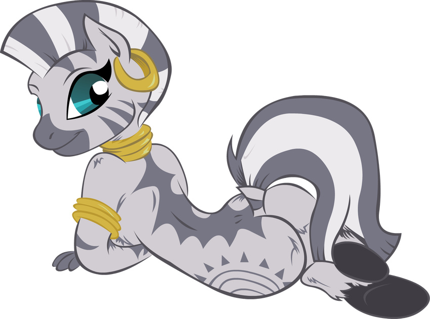 anthro breasts butt ear_piercing equine female feral friendship_is_magic hooves mammal megadrivesonic my_little_pony nude piercing side_boob solo zebra zecora_(mlp)