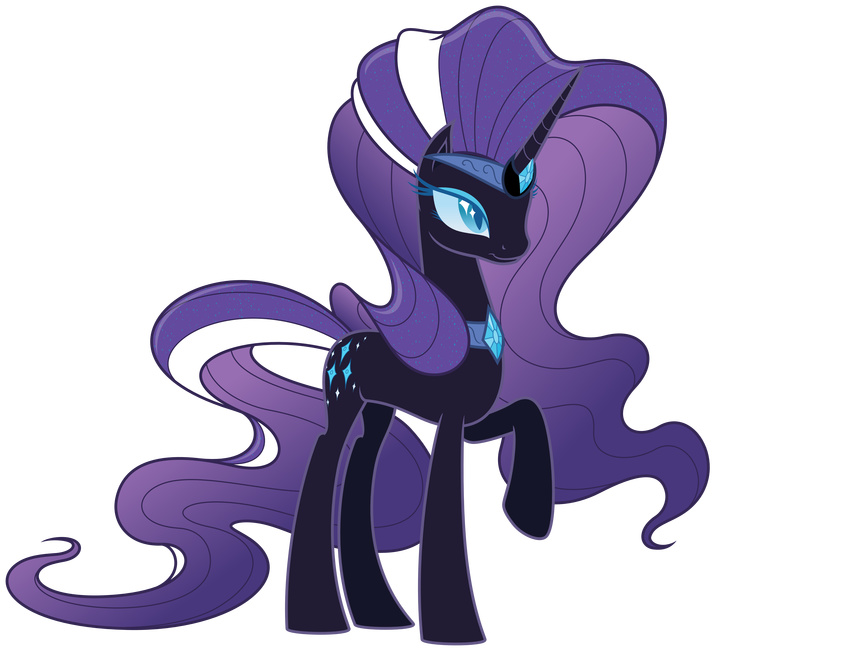 absurd_res alpha_channel blue_eyes cat_eyes crown cutie_mark diamond equine eyeshadow female feral friendship_is_magic gem hair hi_res horn horse makeup mammal my_little_pony necklace nightmare_rarity_(mlp) pony purple_hair rarity_(mlp) slit_pupils solo sparkles two_tone_hair unicorn vector white_hair zutheskunk