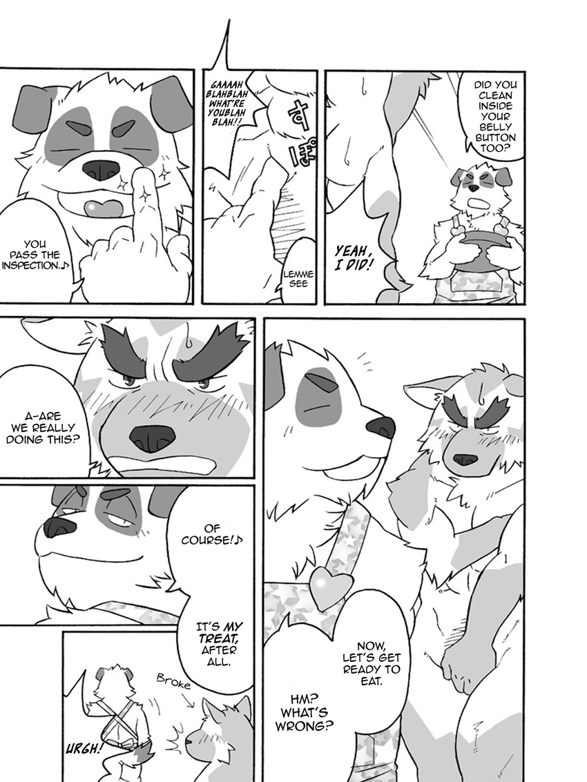 bigger_version_at_the_source canine comic male mammal muscles navel paws plain_background ryuta-h solo translation_request