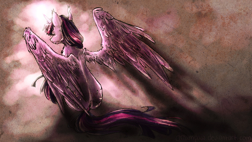 dreampaw equine female feral friendship_is_magic horn horse mammal my_little_pony pony shadow sitting solo twilight_sparkle_(mlp) winged_unicorn wings