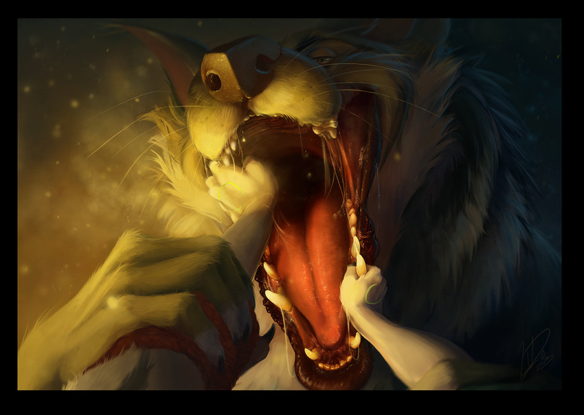 borochi canine fangs mammal open_mouth saliva size_difference teeth vorarephilia vore wolf