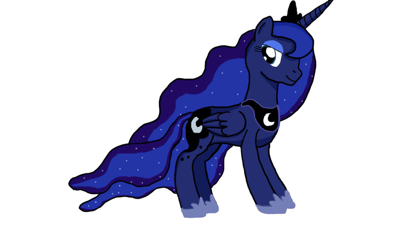 blue_eyes blue_hair crown cutie_mark equine female feral friendship_is_magic hair horn jbond mammal multi-colored_hair my_little_pony plain_background princess princess_luna_(mlp) royalty solo white_background winged_unicorn wings