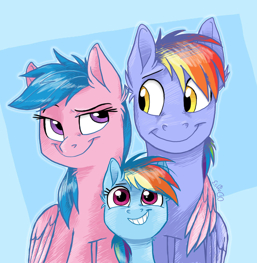blue_hair equine father_and_daughter female feral firefly_(mlp) friendship_is_magic graystripe64 hair horse husband_and_wife male mammal mother_and_daughter my_little_pony parent pegasus pony purple_eyes rainbow_dad rainbow_dash_(mlp) smile wings yellow_eyes young