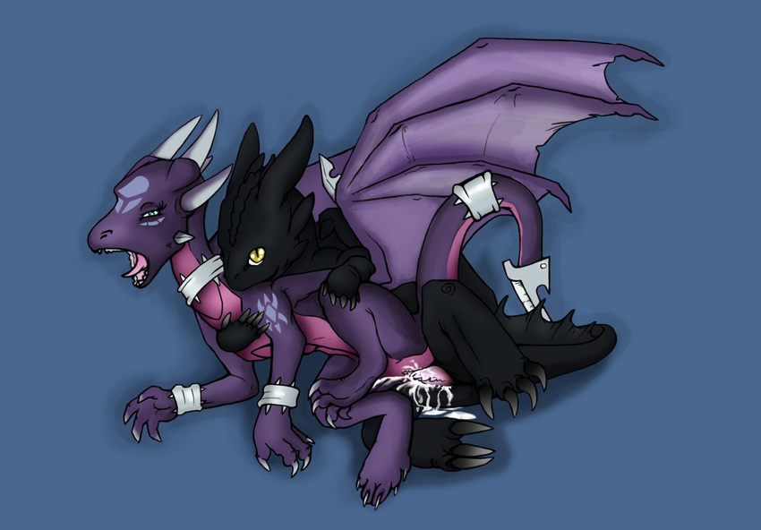 black_body blue_background cum cum_inside cynder dragon duo female feral feral_on_feral horn how_to_train_your_dragon male mr2cats night_fury penetration penis plain_background pussy scalie sex shadow spyro_the_dragon straight toothless video_games wings