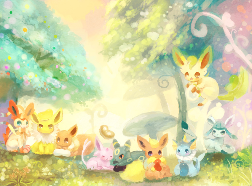 eevee espeon flareon ginger_ale_(huwahuwaryuo) glaceon jolteon leafeon pokemon sylveon umbreon vaporeon