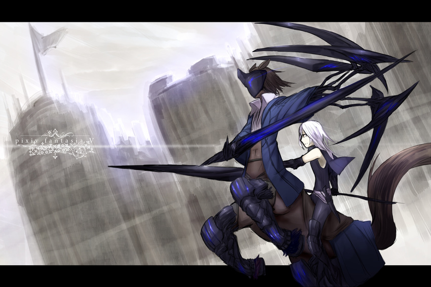 pixiv_fantasia shiroganeusagi tagme weapon white_hair